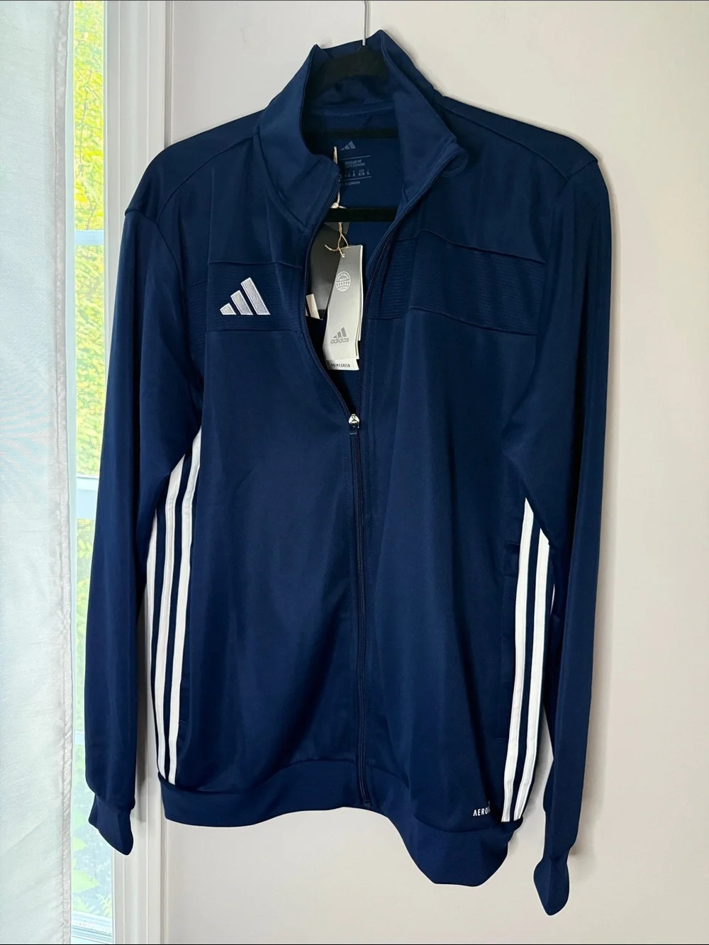 adidas Navy Track Jacket with White Stripes men’s medium zip up full zip
